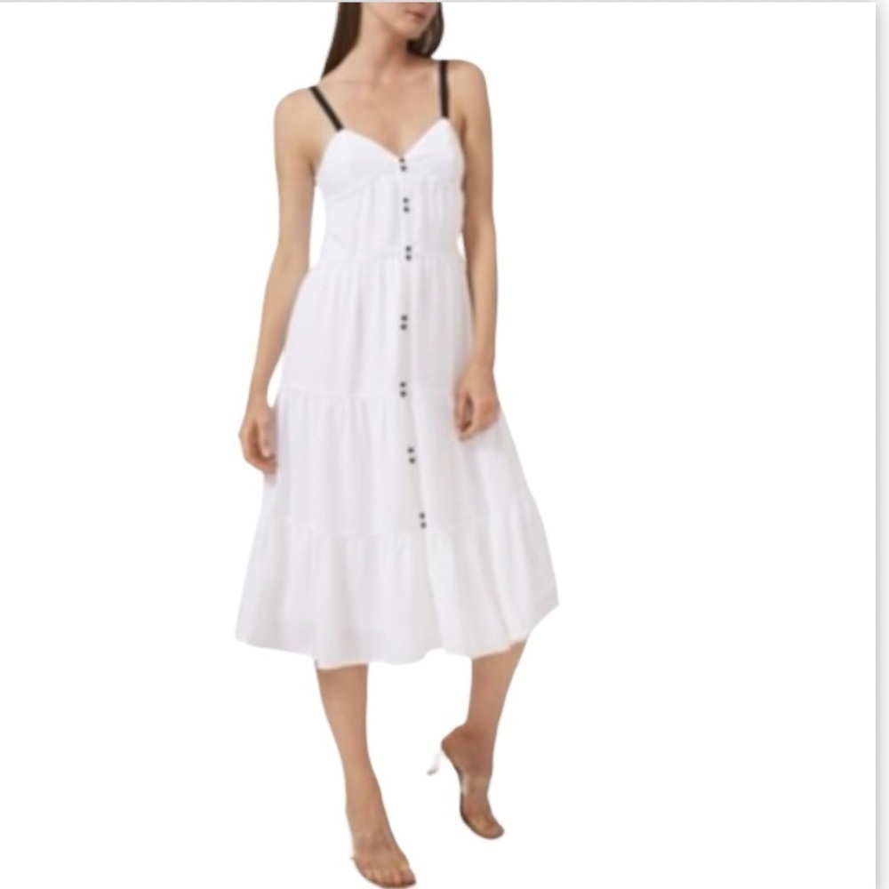 RILEY & RAE New With Tags Drapey Gauze Tiered Dress In Ultra White Size 14